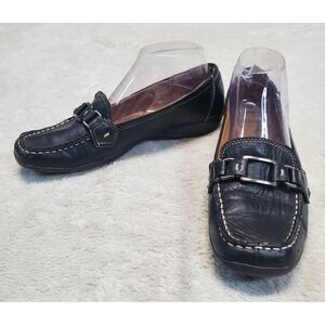 Naturalizer Black Leather Flats Shoes Women 9.5 Office Dressy Church WOrk